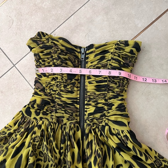 VINTAGE BETSEY JOHNSON strapless lime green and black leopard print dress! - Picture 8 of 12